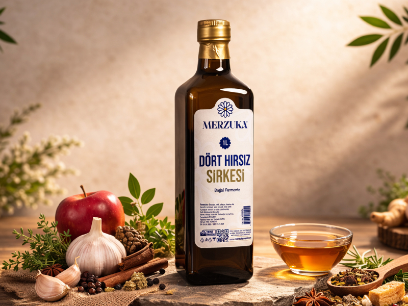 Dört Hırsız Sirkesi Merzuka Doğal Fermente 1 Litre